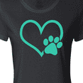thumbnail image 4 of Inktastic Teal Heart with Paw Print Women's T-Shirt, 4 of 5