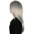 thumbnail image 5 of HPO Adult Women’s Grey Straight Wig – Cosplay & Halloween Costume, Flame-Retardant Synthetic Fiber, 5 of 9