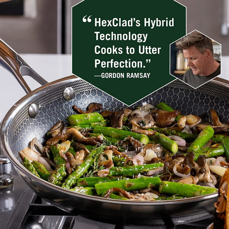 HexClad Hybrid Nonstick Wok, 10-Inch, Stay-Cool Handle, Dishwasher Safe,  Induction Ready, Compatible with All Cooktops