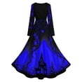 thumbnail image 6 of 2026 Women Halloween Witch Printed Maxi Dress V Neck Long Sleeve Gothic Flowy Long Dress for Halloween Themed Party, 6 of 6