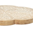 thumbnail image 5 of DecMode 15" x 2" Brown Wood Intricately Carved Floral Decorative Stand, 1-Piece, 5 of 7