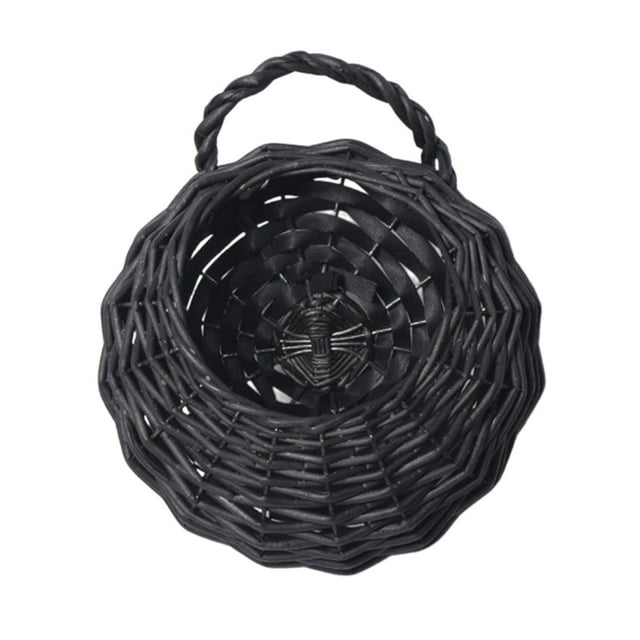 Cesta de flores colgante de mimbre Colamx Macetero de pared para almacenamiento de exhibición de Patio Negro