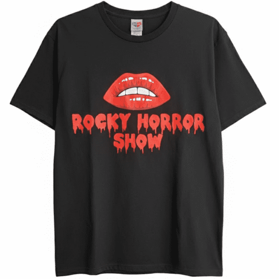 Rocky Horror Show Graphic T-Shirt – Black with Lips Logo (Adult Small)