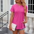 thumbnail image 2 of adviicd Hauts pour Femmes Tendance T-Shirt à Manches Courtes Col Rond Ajusté Été 2024 Basique Décontracté Rose Vif,L, 2 of 5