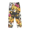 thumbnail image 4 of Goofa Cute Cat Cartoon Printed Soft Pajama Pants for Women, Wide Leg Comfy Casual Lounge Yoga Pants-Small, 4 of 9