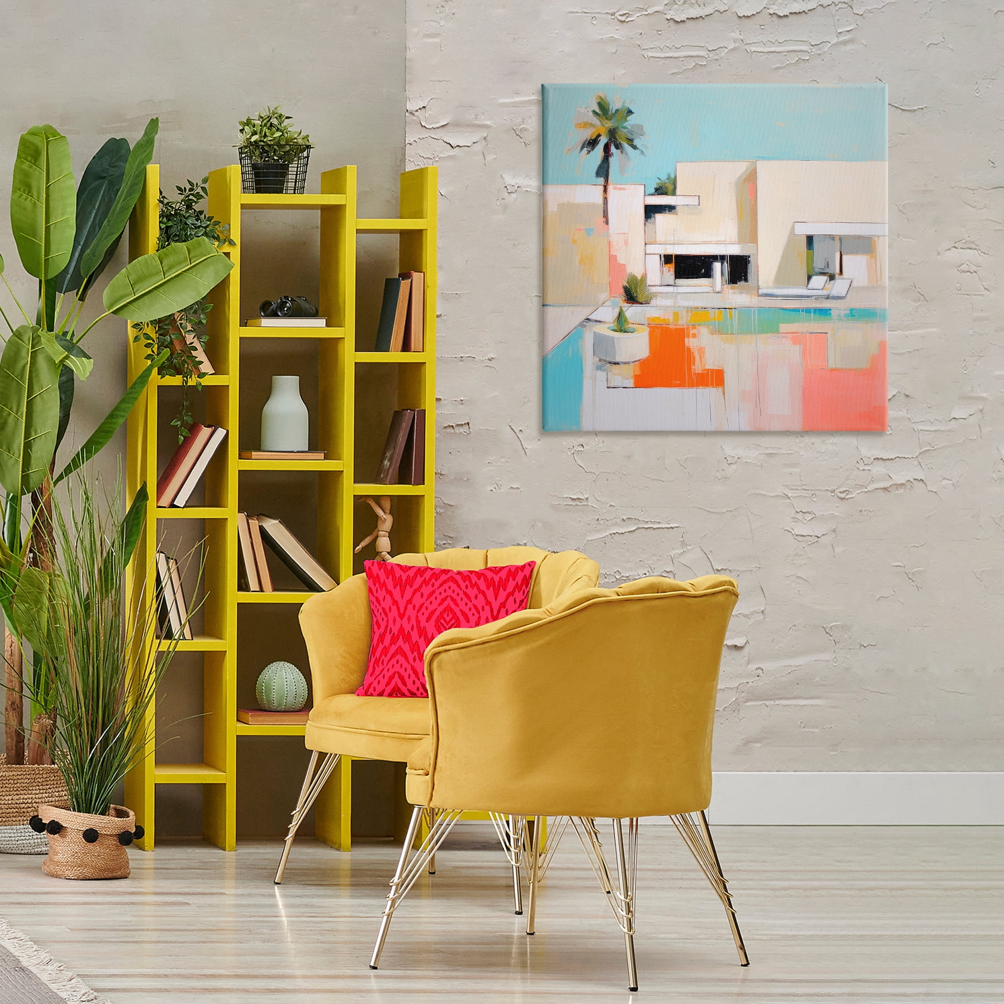 Stupell Industries Modern Tropical Villa Town & City Painting Gallery Wrapped Canvas Art Print Wall Art, 30 x 30