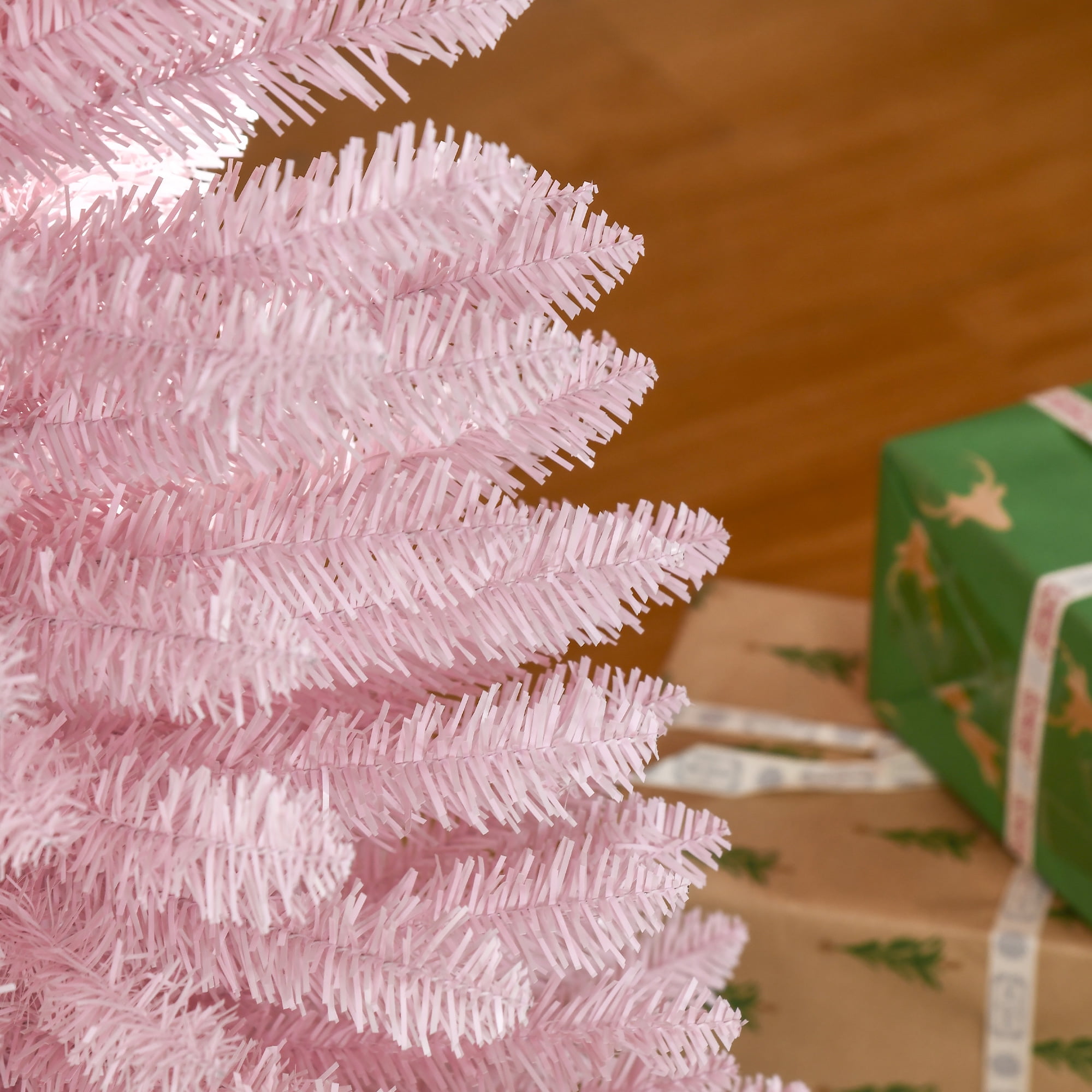 Pink Artificial Pencil Christmas Tree 5ft Slim Plastic