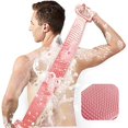 thumbnail image 1 of wonima11 Exfoliating Back Scrubber for Shower with Handles, 30 Inch Double-Sided Back Exfoliator Body Scrub Towel, Exfoliating Washcloth Bath Tool for use in Shower, Clean Skin for Men & Women (Pink), 1 of 1