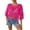 Hot Pink #014, variant on Women's Plain Fringe Trim Cut Out Sheer Cover Up, Boho Scallop Trim 3/4 Sleeve Round Neck Cover Up, For Beach Vacation, S