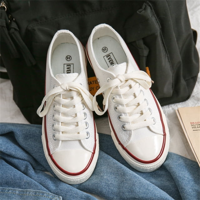 YOYO Espadrilles en Toile Classiques Décontractées à Lacets pour Femmes, Blanc (US 8.5)