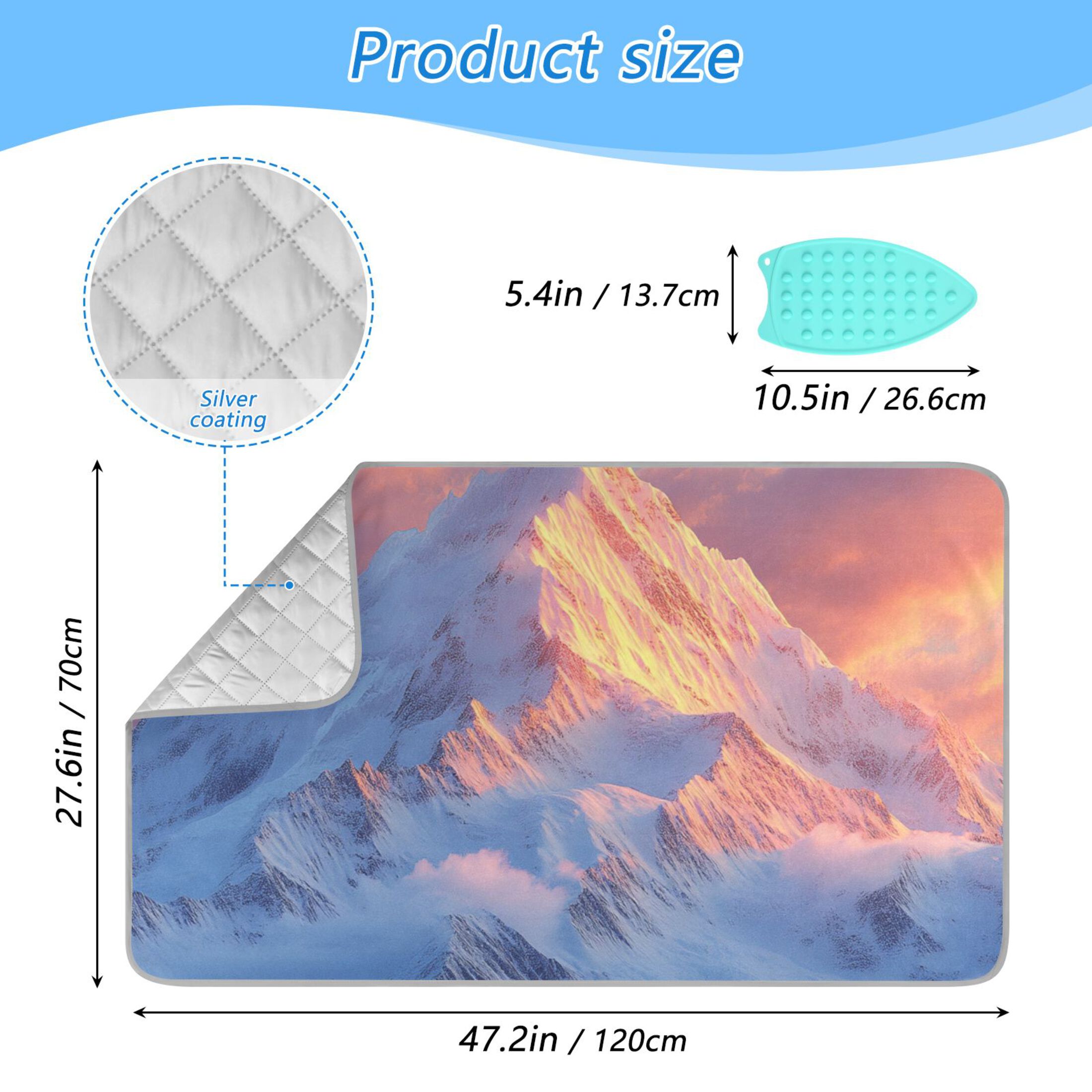 Snow Mountain Of Sunrise Clouds Ironing Mat Blanket Portable Travel Ironing Pad Heat Resistant Pad 47.2" x 27.6”