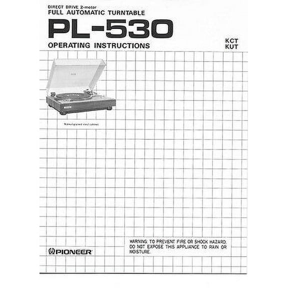 Instruction Manual ONLY for Pioneer PL-530 Turntable Owners Manual REPRINT
