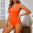 thumbnail image 2 of Sevevn Women's One Shoulder Ruched One Piece Swimsuit Tummy Control Cutout Bathing Suit Orange L, 2 of 5
