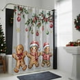 thumbnail image 4 of Merry Christmas Bathroom Shower Curtain Xmas Cute Gingerbread Man Balls Holly Berry Snowflakes Grey Waterproof Washable Shower Curtains for Bathtub Bath Decor with Grommets and Hook 72 X 72 Inch, 4 of 8