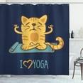 thumbnail image 1 of Ambesonne Cartoon Shower Curtain, Cat Lotus Position, 69"Wx70"L, Pale Blue Dark Blue, 1 of 3