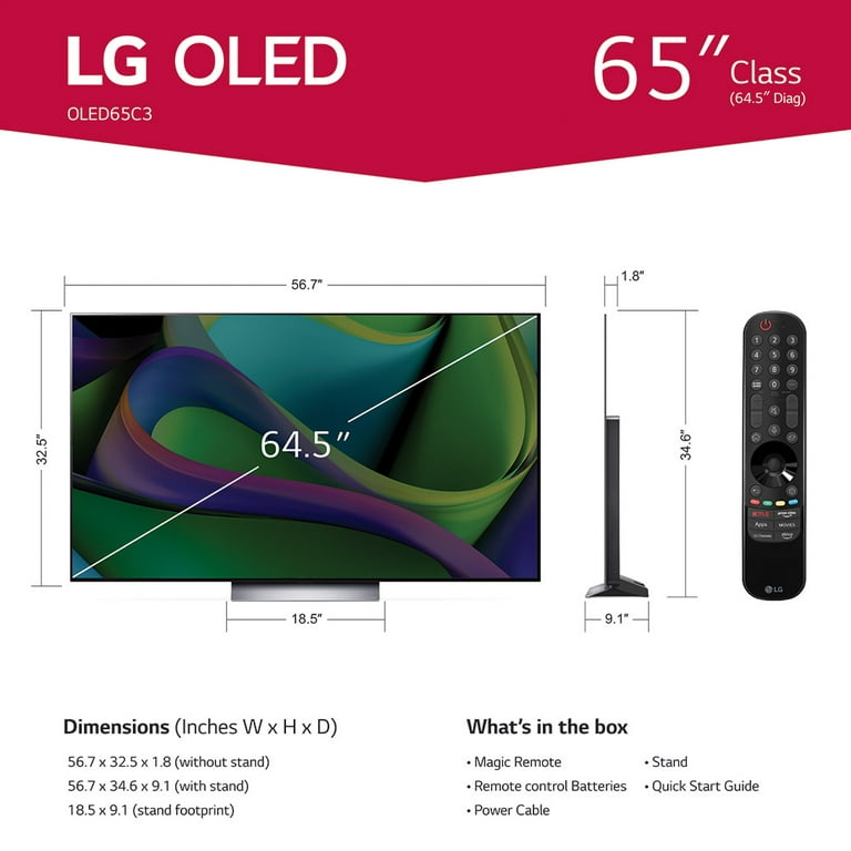 LG 65 Class 4K UHD OLED Web OS Smart TV with Dolby Vision C3 Series -  OLED65C3PUA