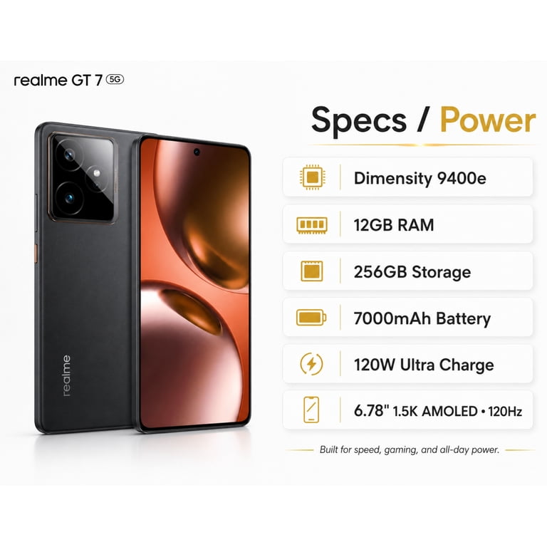 Realme GT 7 5G Dual Sim 256GB ROM 12GB RAM GSM Unlocked - Black