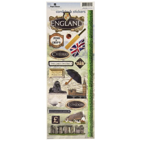 Paper House Productions STCX-0150E Travel Cardstock Stickers, England (1 sheet)