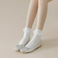 thumbnail image 7 of YooGuoGuo Womens Crew Socks Lace Ruffle Frilly Cotton Cute Princess Ankle Dress Socks for Girl 4 Pack, 7 of 7