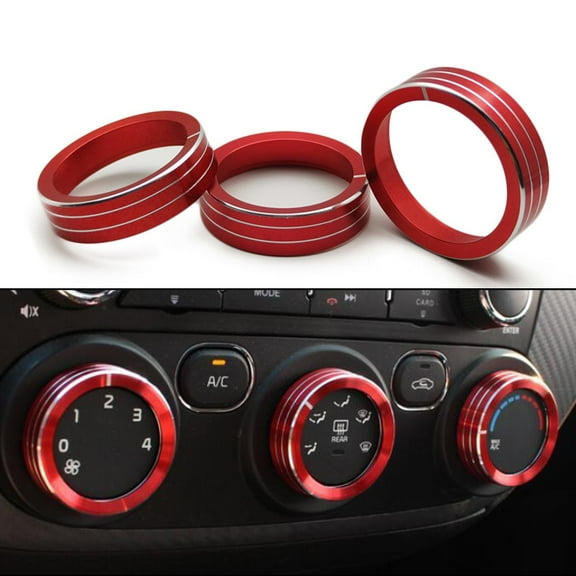 Red Aluminum Knob Cover Trim for Kia Forte 2014-2018 Car Console