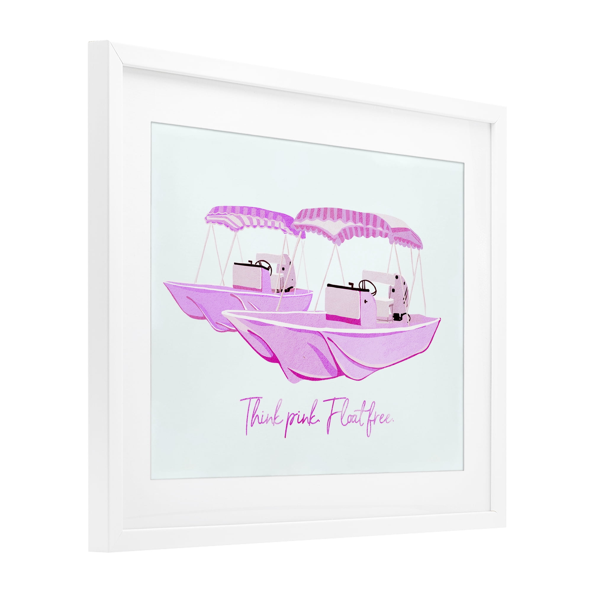 Think Pink Float Free Boats White Framed Print Under Glass, design by Ziwei Li