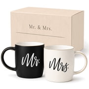 Triple Gifffted Mr and Mrs Coffee Mugs Couples Gifts Ideas for Christmas Wedding Anniversary Engagement Valentines,his Hers Present Husband Wife Him Her Men Women Bride Groom Newlyweds, Ceramic 380ml