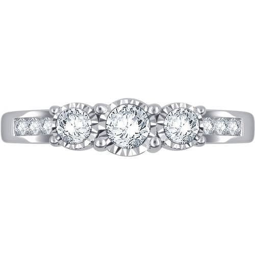 1/2 Carat T.W. Round White Diamond 10kt White Gold 3-Stone Anniversary Ring