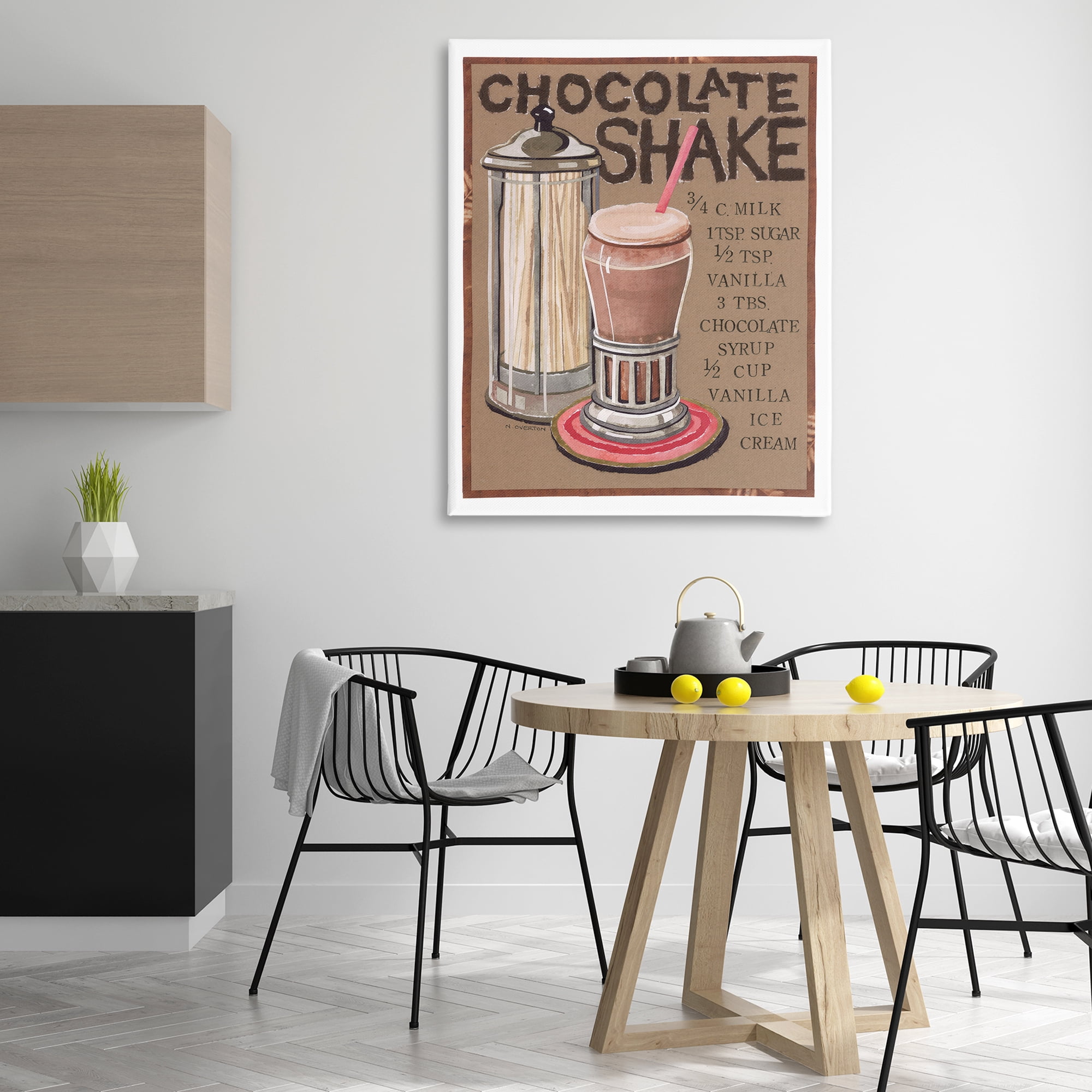 Stupell Industries Chocolate Shake Recipe Food & Beverage Painting Gallery Wrapped Canvas Art Print Wall Art, 36 x 48