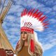 thumbnail image 5 of Diadema india para la cabeza, tocado de plumas indias para fiestas, carnavales y espectáculos. Blanco Rojo, 5 of 7
