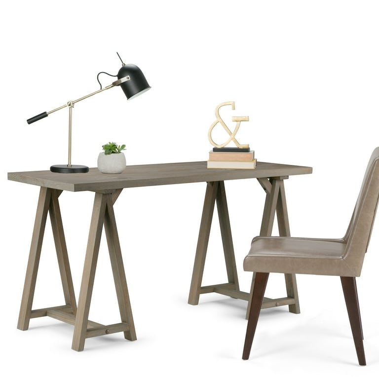 Simpli Home Sawhorse Solid Wood Modern Industrial 56