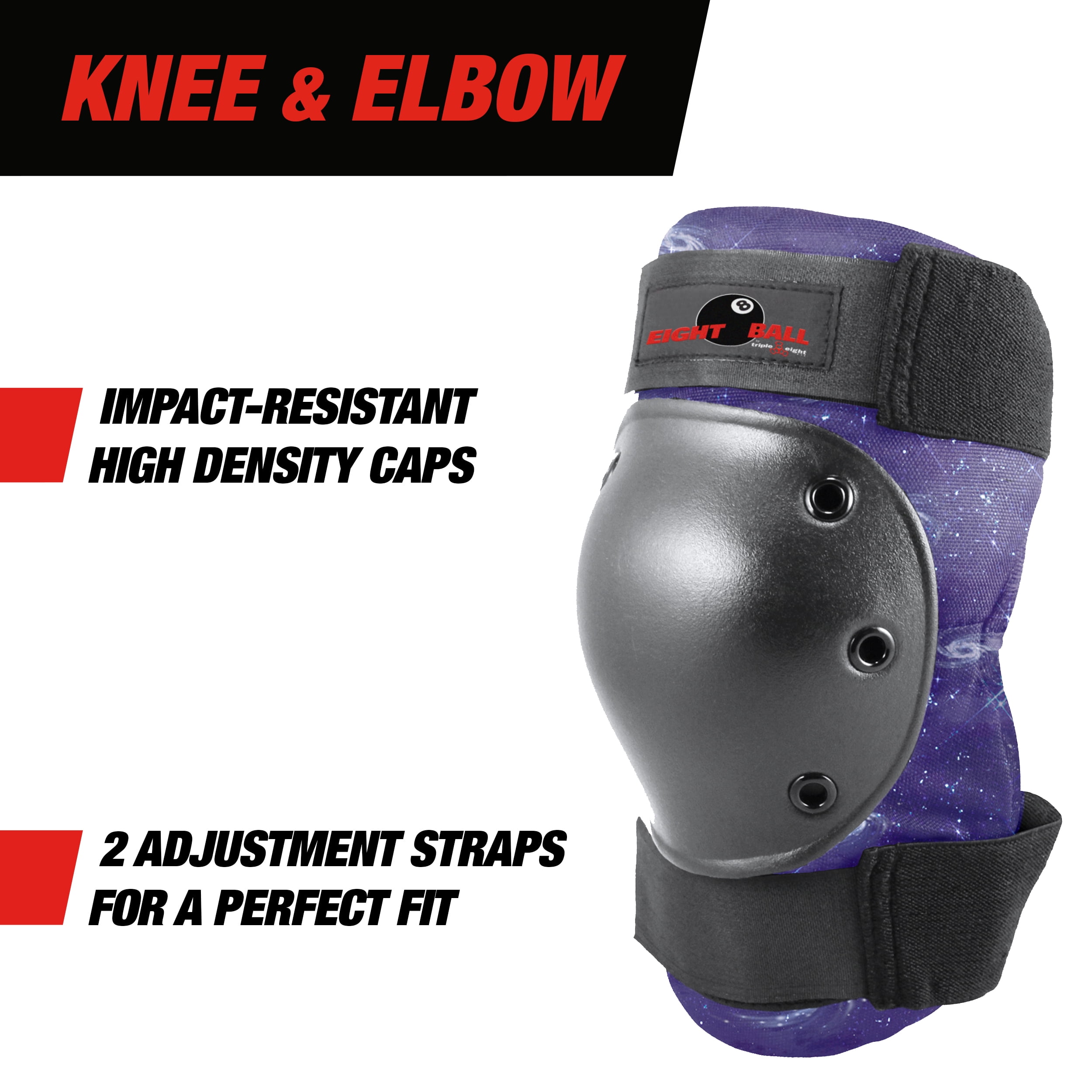 Eight Ball Galaxy Pads for Bike, Skate, and Scooter, 3 pk, Youth 8+