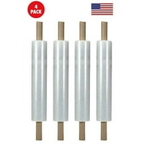 20 Inches X 1000 Feet Roll - Thick 80 Gauge - Plastic Film Shrink Wrap, For Moving Furniture Pallet Box Wrapping, Heavy Duty Stretch Industrial With Handles, Made in USA, Clear (4-Pack)