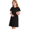 thumbnail image 2 of Actgleam Girl's Ruffle Sleeve Summer Dress A-Line Casual Swing Cute Dresses with 2 Pockets for Kids,Black,6-7Years, 2 of 12