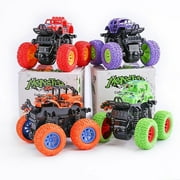 FANL Monster Truck Toys, 4-Pack Friction Powered Toy Cars Push and Go Vehicles for Kids, Stunk 360 Roating Toy