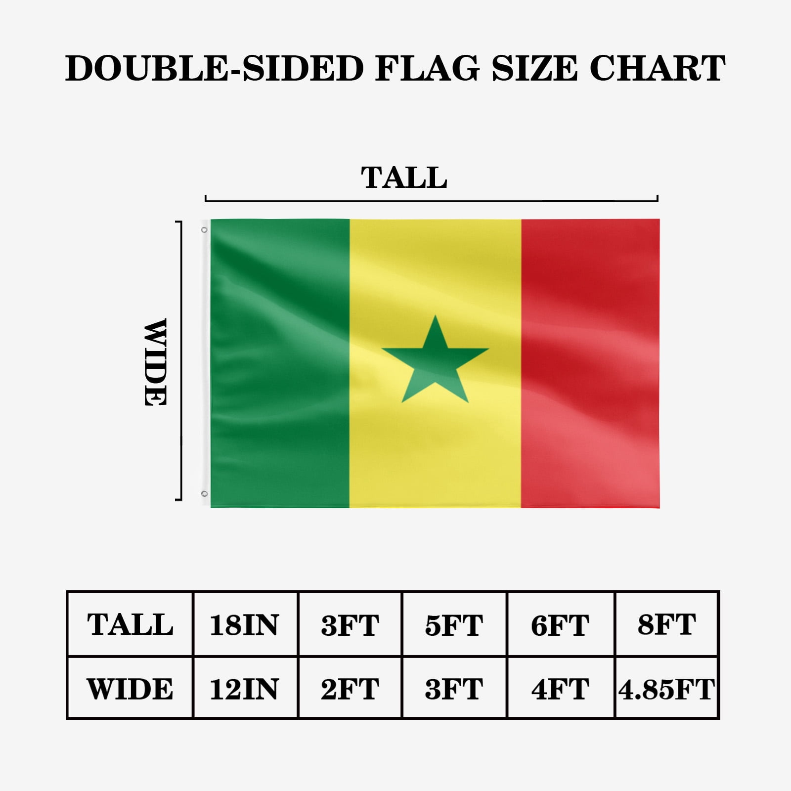 Livetty Double Sided 3 layers Flags 4.85x8 Ft Senegal Flags Banner for Yard Decoration Garden Display For World Soccer Play