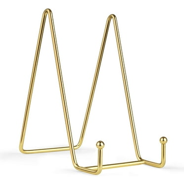 Mocoosy 2 Pack 6 Inch Gold Plate Stands for Display, Metal Square Wire Easel Stand, Plate Holder Display Stands, Picture Frame Stands for Display Photos, Decorative Platter, Plaques and Table Arts