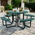 thumbnail image 6 of Bstjewey 46" Weatherproof Round Steel Picnic Table with 4 Bench,Green, 6 of 9