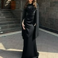 thumbnail image 2 of Pisexur Robes de Cocktail pour Femmes à Manches Longues à Col Rond Robe de Soirée Robe de Fête Mode Robe Moulante Maxi Robe Élégante pour Invitée de Mariage Tunique Plissée Robes de Retour à la Maison, 2 of 7