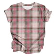 thumbnail image 4 of MEICHEN Women's Fashion Casual Plaid Print Round Neck Short Sleeve T Shirt Summer Trendy Clothing for Women, 4 of 4