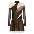 thumbnail image 3 of SiiRoh Women's Sparkly Rhinestone Figure Skating Dress Long Sleeve Keyhole Back Lyrical Dance Dress Umber M, 3 of 6