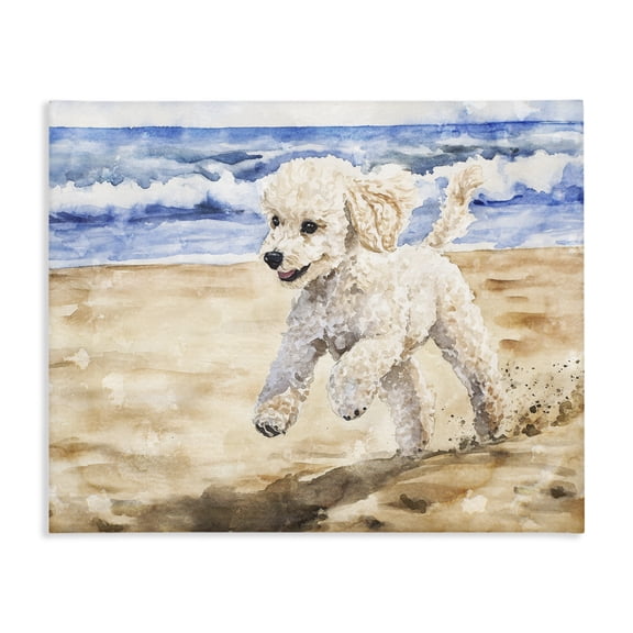 Stupell Industries Tropical Poodle's Journey on Beach Canvas Art, 20 x 16, by Svetlana Aleynikova