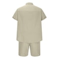 thumbnail image 5 of YLSDL Men's 2 Piece Summer Camp Collar Shorts Sets Notched Collar Short Sleeve V-neck Button T-Shirts and Elastic Waist Shorts Outfits Loungewear Lightweight Tracksuit Khaki L, 5 of 5