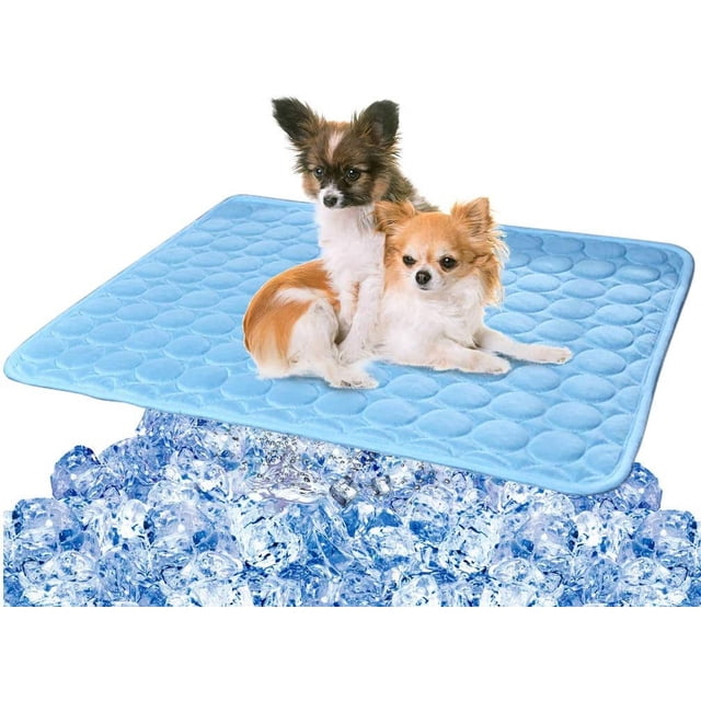 Cooling Mat Pad for Dogs Cats Ice Silk Mat Cooling Blanket Cushion for Kennel/Sofa/Bed/Floor/Car Seats Cooling (Dog Cooling mat-Blue)