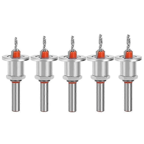 Juego de 5 brocas avellanadoras para carpintería con vástago HSS de 8 mm, extractor de tornillos y demolición.