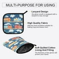 thumbnail image 3 of Yayeee Oven Mitts and Pot Holder Set of 2 Heat Resistant Kitchen Gloves Baking Hot Pad, Blue Cute Train Pattern, 3 of 5