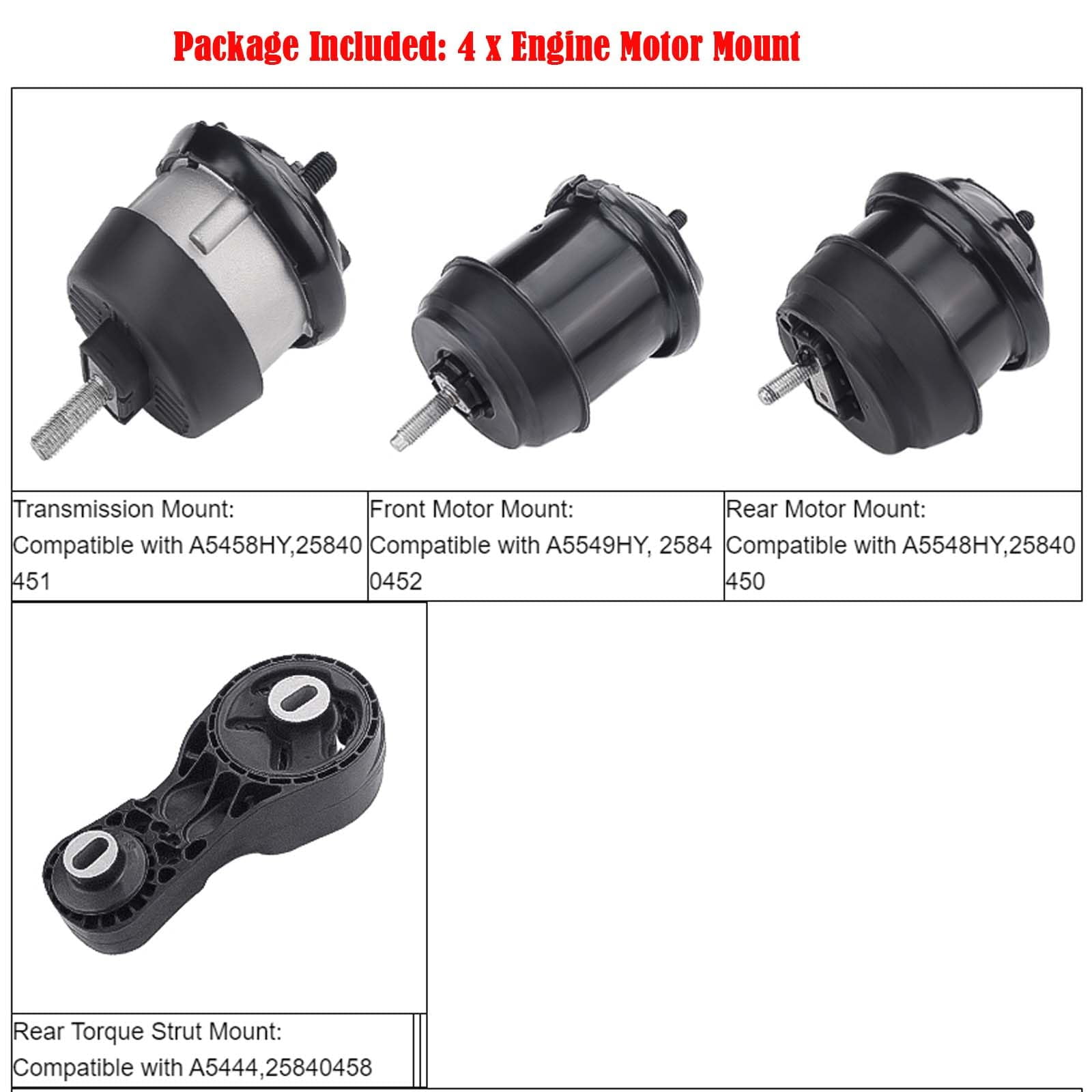BST BSSP 4PCS Engine Motor Mount Kit Compatible with 2009-2017 Buick Enclave/Chevy Traverse/GMC Acadia 3.6L Auto Trans A5549HY A5548HY A5444 A5458HY