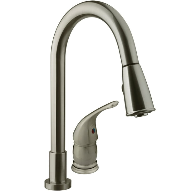 Dura Faucet PullDown RV Kitchen Faucet Brushed Satin Nickel