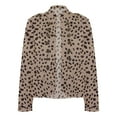 thumbnail image 6 of IROINNID Women's Casual Short Jacket Stand Collar Print Open Front Long Sleeve Outwear, Brown, 6 of 6