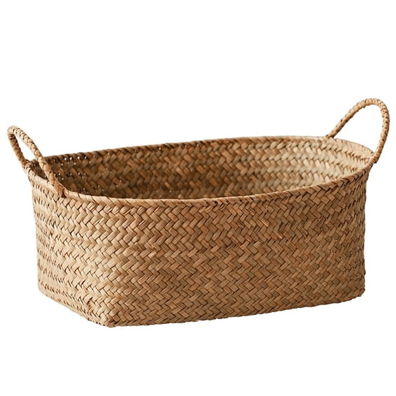WEUVEB Seagrass Basket for Shelf Khaki Iron 1Set