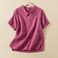 thumbnail image 2 of ZyeKqe Summer Tops for Women Dressy Casual Cotton Linen Embroidery Blouse V Neck Shirts Plus Size Tops, 2 of 8